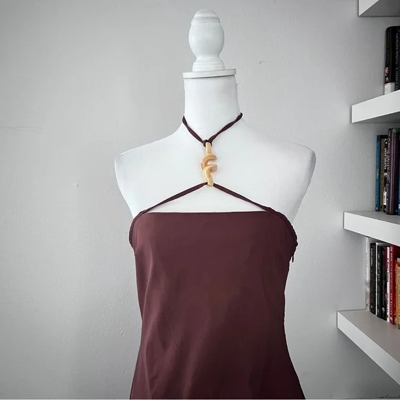 Cult Gaia Brown Castila Halterneck midi dress size large - Picture 6 of 16